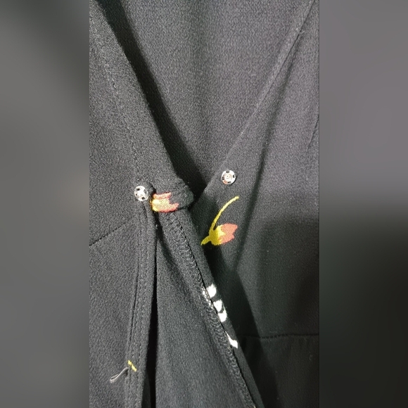 Free People Womens Time On My Side Floral Print Bell Sleeves Wrap Dress Black M - Picture 8 of 16